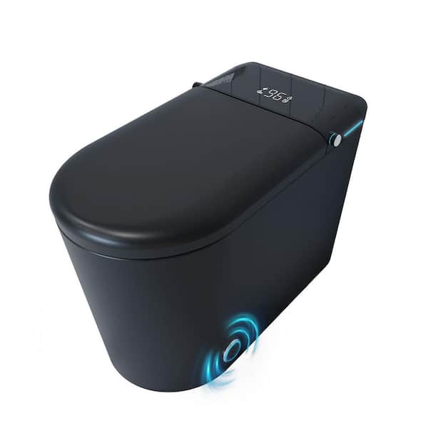 Elongated Bidet Toilet 1.28 GPF 27.16 in. Matte Black with Heated Seat,Auto Open/Close Lid,Hot Air Drying,Remote Control