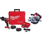M18 Fuel 18-V Lithium-Ion Brushless Cordless 1/2 in. Hammer Drill Driver Kit with 6-1/2 in. Circular Saw