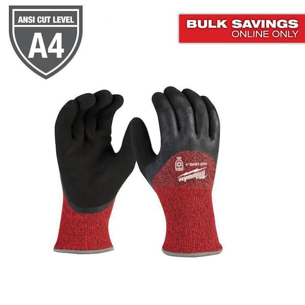 Milwaukee Large Red Latex Level 4 Cut Resistant Insulated Winter Dipped Work Gloves
