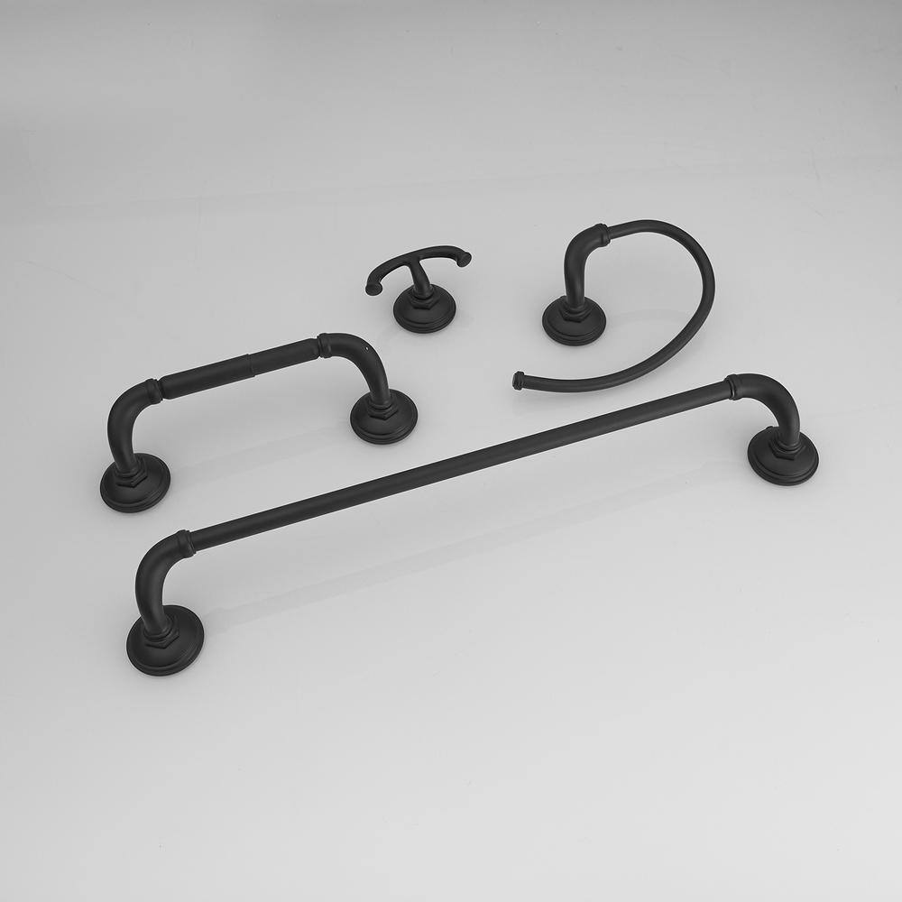 Matte Black 4-Piece Metal Bathroom Hardware Set