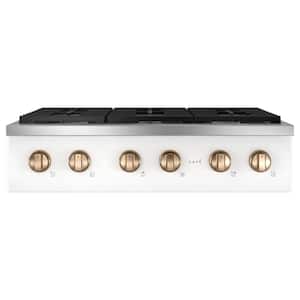 36 in. Gas Cooktop in Matte White with 6 Burners