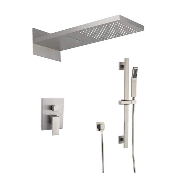RAINLEX Single Handle 2 -Spray Shower Faucet 4 GPM with Pressure Balance, Anti Scald in. Brushed Nickel