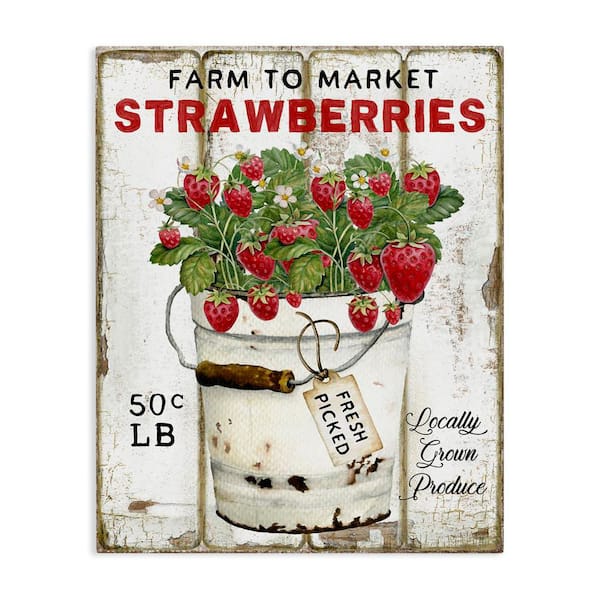 Stupell Industries Farm To Market Strawberries by Creatif Belle Unframed Food Graphic Art Print 40 in. x 30 in.