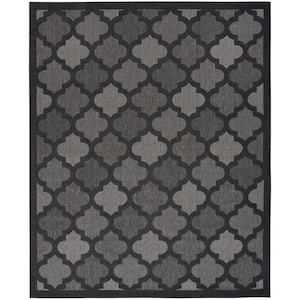 Easy Care Charcoal Black 12 ft. x 15 ft. Trellis Contemporary Area Rug