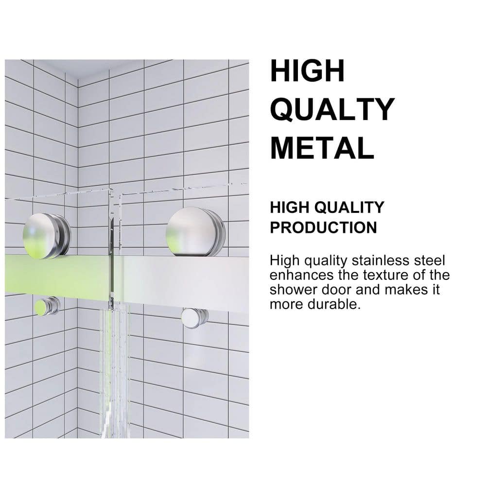 60" Frameless Chrome Glass Double Sliding Shower Door