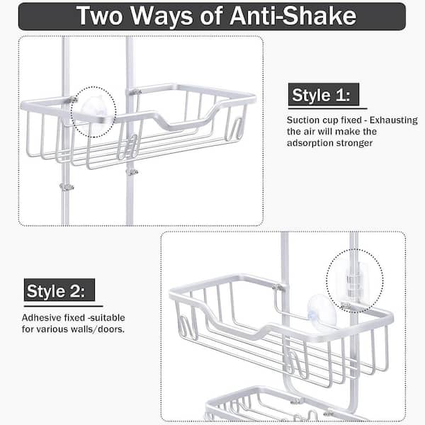 OROMYO Shower Caddy Hanging Shelf with Hooks Suction Cups
