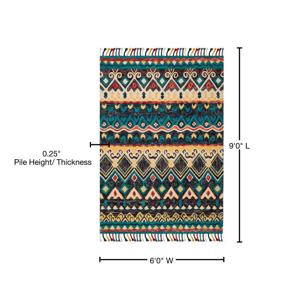 Aspen 6' x 9' Blue Wool Tufted Reversible Area Rug