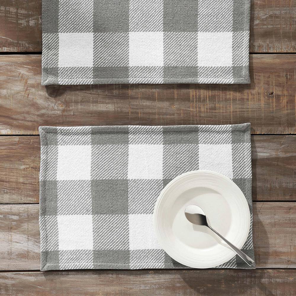 Ash Grey Buffalo Check Cotton Placemats Set of 2, 13x19