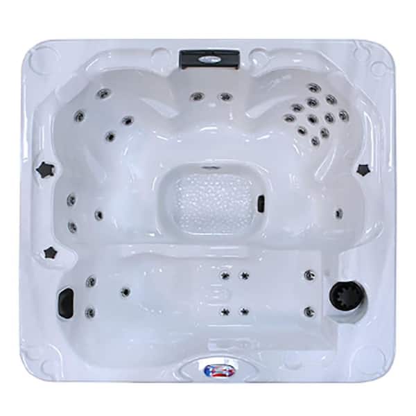 American Spas 6-Person 30-Jet Premium Acrylic Lounger Bath White Spa Hot Tub with Backlit LED Waterfall