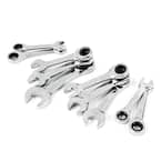 Stubby Ratcheting SAE/MM Combination Wrench Set (10-Piece)