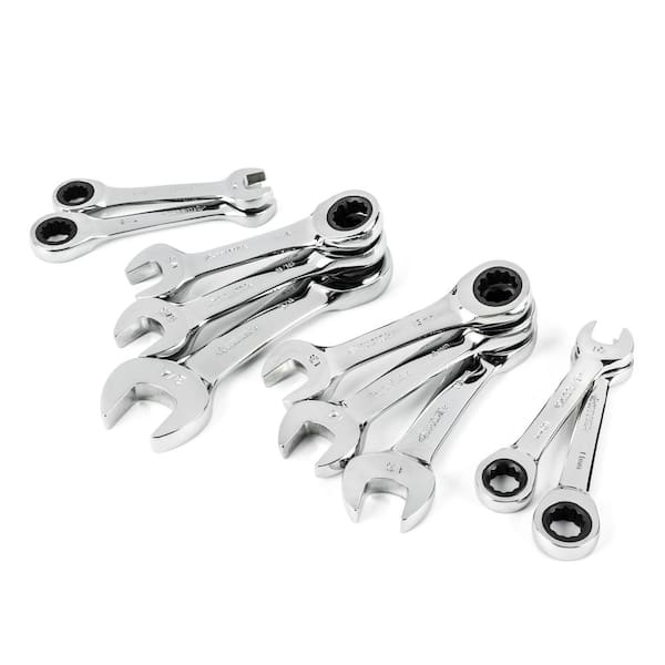 Husky Stubby Ratcheting SAE/MM Combination Wrench Set (10-Piece)