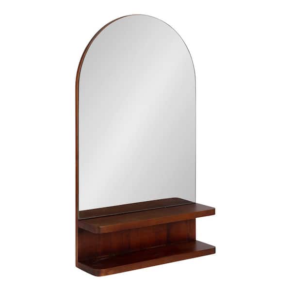 Kate and Laurel Astora 30 in. x 18 in. MidCentury Arch Walnut Brown Framed Decorative Wall Mirror