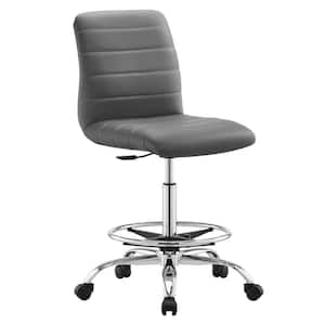 Modway ripple ribbed armless mid back swivel conference office chair in online white