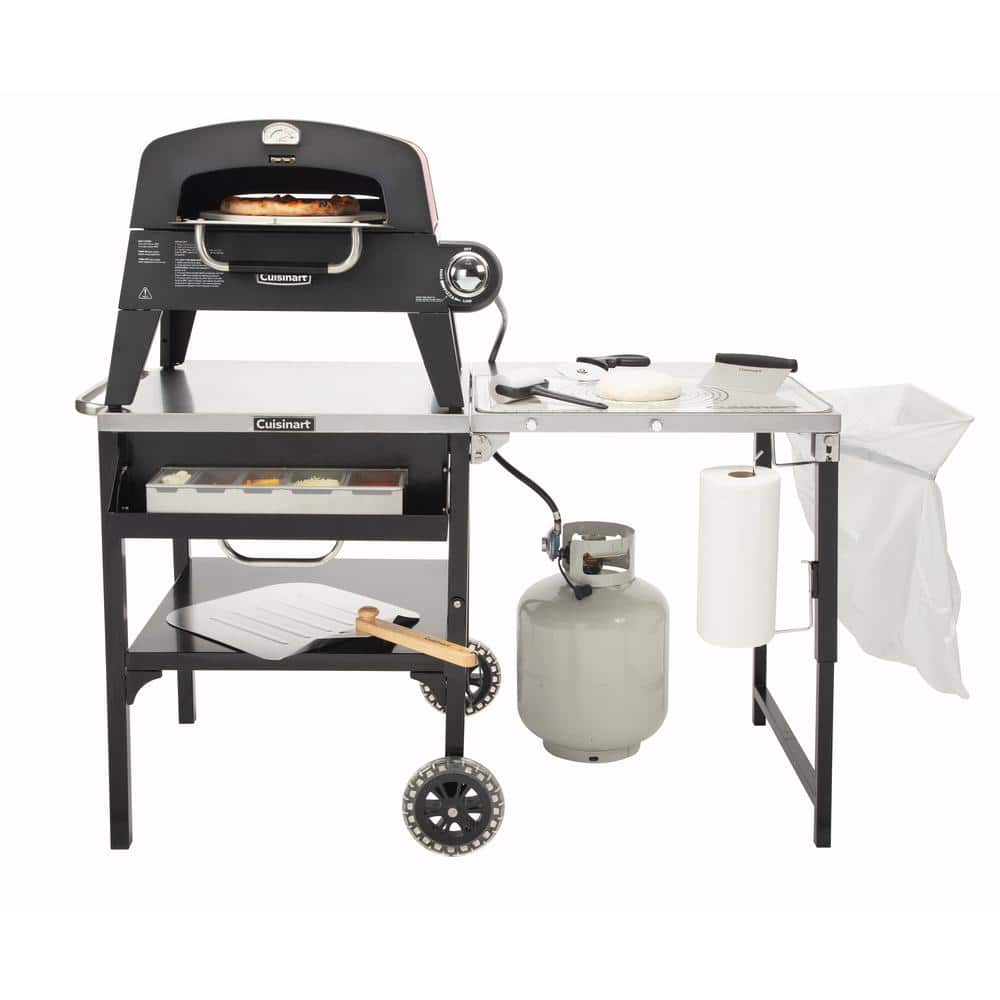 Cuisinart Black and Stainless Steel Outdoor Prep Table with Wheels