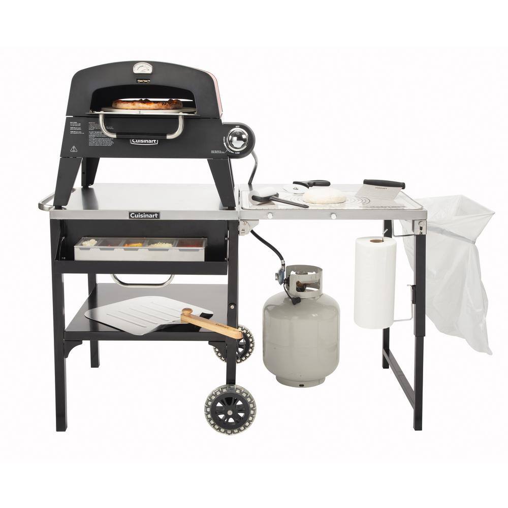 Cuisinart Black and Stainless Steel Outdoor Prep Table with Wheels