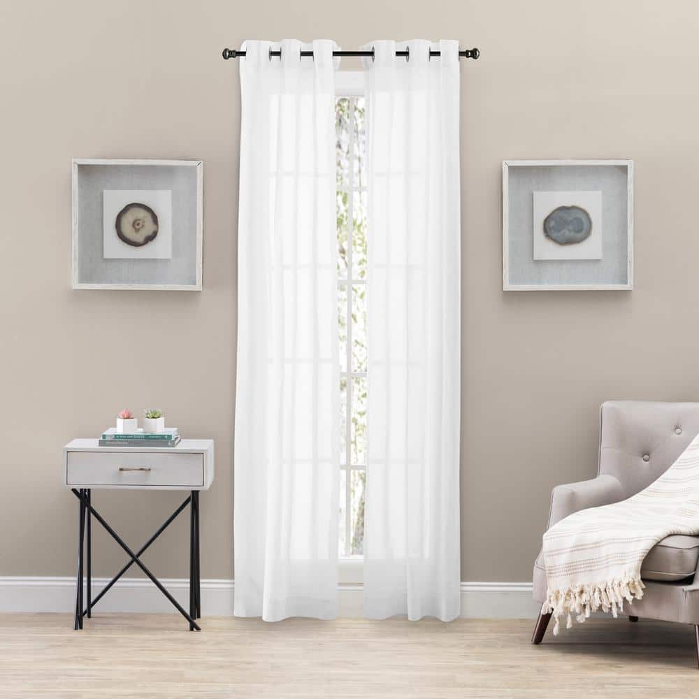 Ellis Curtain Tranquility White Solid Polyester Blend 80 in W x 84 in ...