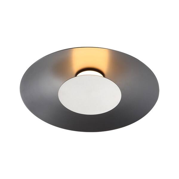 Golden Lighting - Luma 11.75 in. 12-Watt Soft Modern Graphite Integrated LED Flush Mount with Sand Nickel Shade