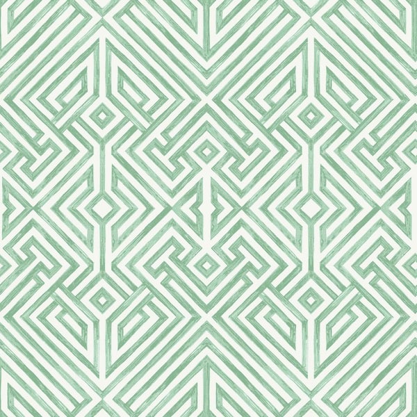 A-Street Prints Lyon Green Geometric Key Matte Non Woven Wallpaper Sample