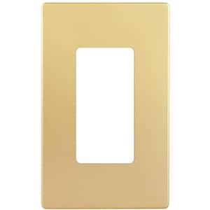 Elite 4.68 in. H x 2.93 in. L, Gold 1-Gang Screwless Decorator Wall Plate