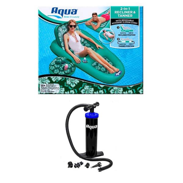 Aqua LEISURE Floral Campania 2-in-1 Lounger Pool Inflatable with Hand Pump