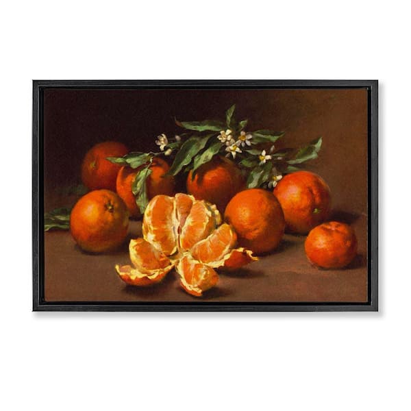 Stupell Industries Peeled Oranges Still Life by Tina Higgins Designs, Inc. Black Floater Frame Food Graphic Art Print 21 in. x 31 in.