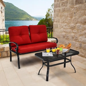 red outdoor loveseat