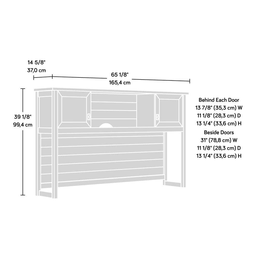 White and Oak Engineered Wood Credenza with Hutch