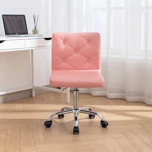 Office Chair Faux Leather Ergonomic Task Chair in Pink with Arms Swivel Adjustable Rolling Chairs Office Stools