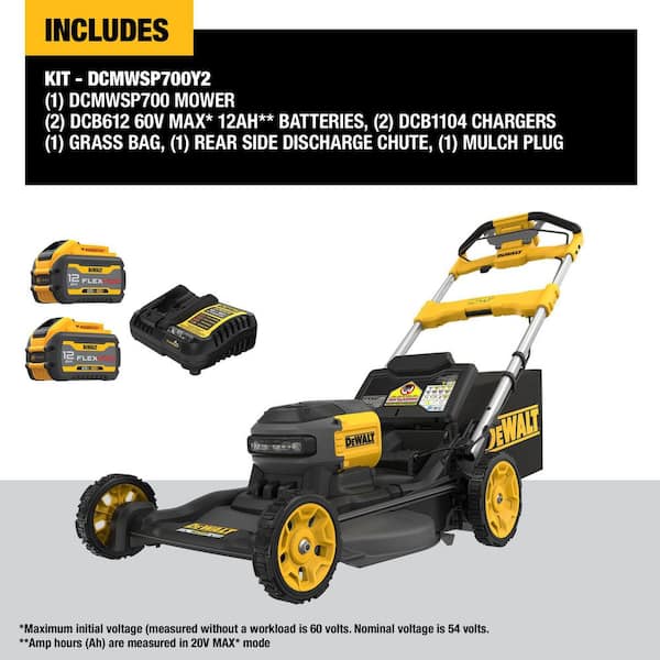 FLEXVOLT 2x60V MAX 21 in. Cordless Battery Powered Self Propelled Lawn Mower Kit with (2) 4.0 Ah Batteries and Chargers