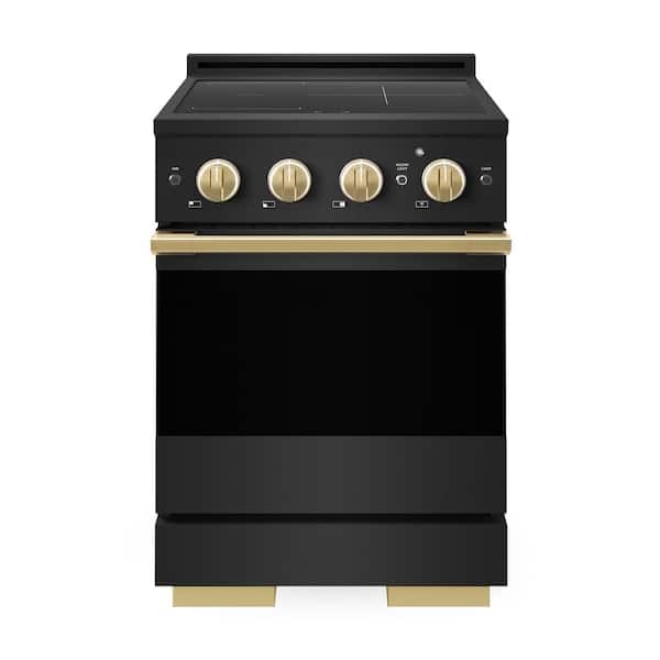 Autograph 24 in. 3.2 cu. ft. Marino Induction Range 3 Burner Elements and Electric Oven in Black Stainless with Gold