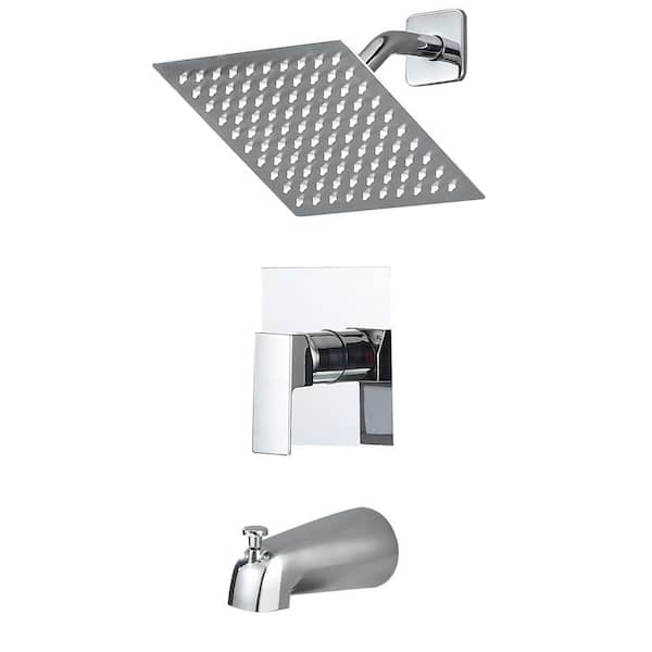 AKLFGN Single Handle 2-Spray Tub and Shower Faucet 2.2 GPM in. Polish Chrome (Valve Included)