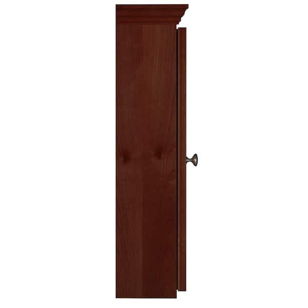 Shaker 36 in. W x 27 in. H x 6-1/2 in. D Framed Tri-View Surface-Mount Bathroom Medicine Cabinet in Dark Alder
