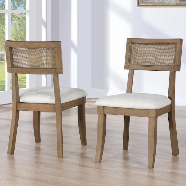 Steve Silver Colvin Cream Polyester Cushioned Brown Cane Side Chair (Set of 2)