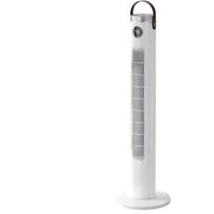 46 in. 3-Modes 3-Speeds Oscillating Bladeless Fan Tower Fan in White with Remote, Timer, LED Display