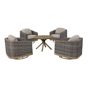 Avondale 5-Piece Wicker Patio Conversation Deep Seating Set with Decorative Band