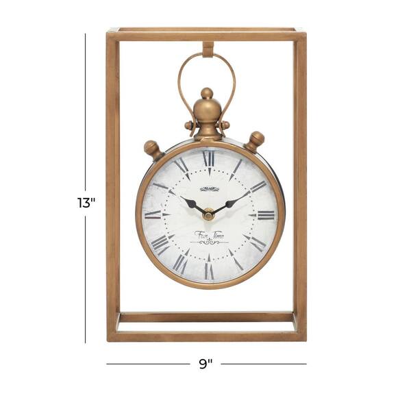 Bronze Metal Table Clock with Drawer