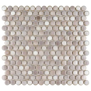 Hudson Penny Round Dove Grey 12 in. x 12 in. Porcelain Mosaic Tile (10.74 sq. ft. / Case)