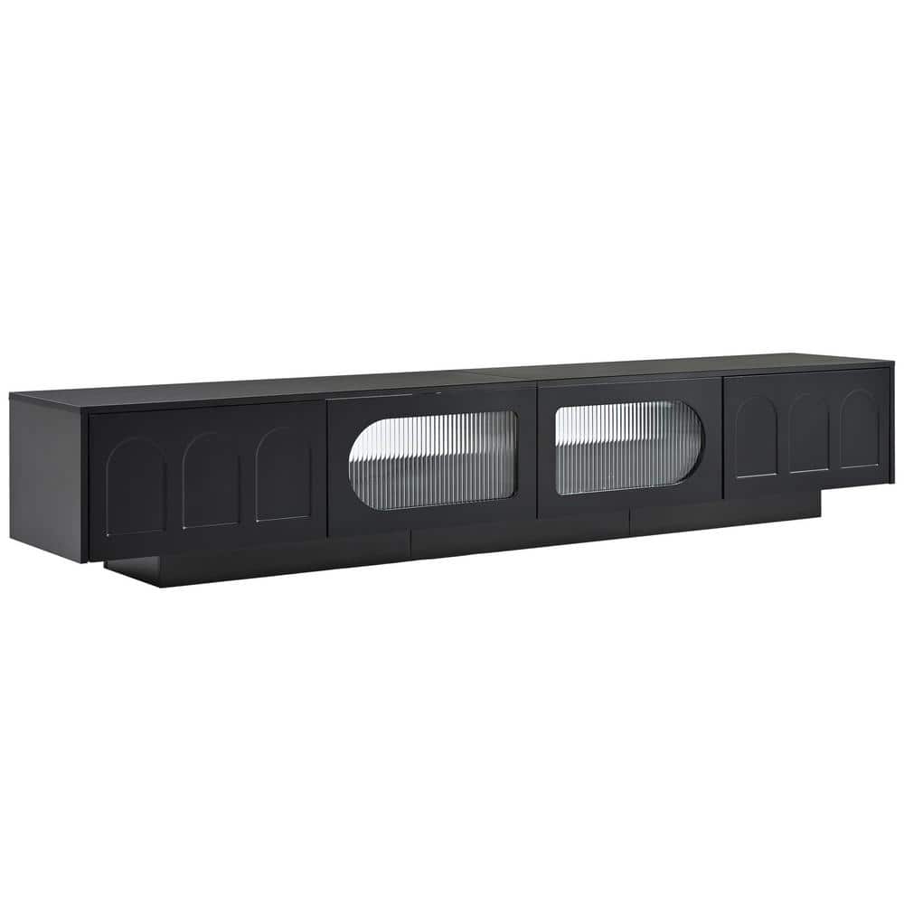 Black MDF TV Stand Functional Media Console Entertainment Center Fits TVs 