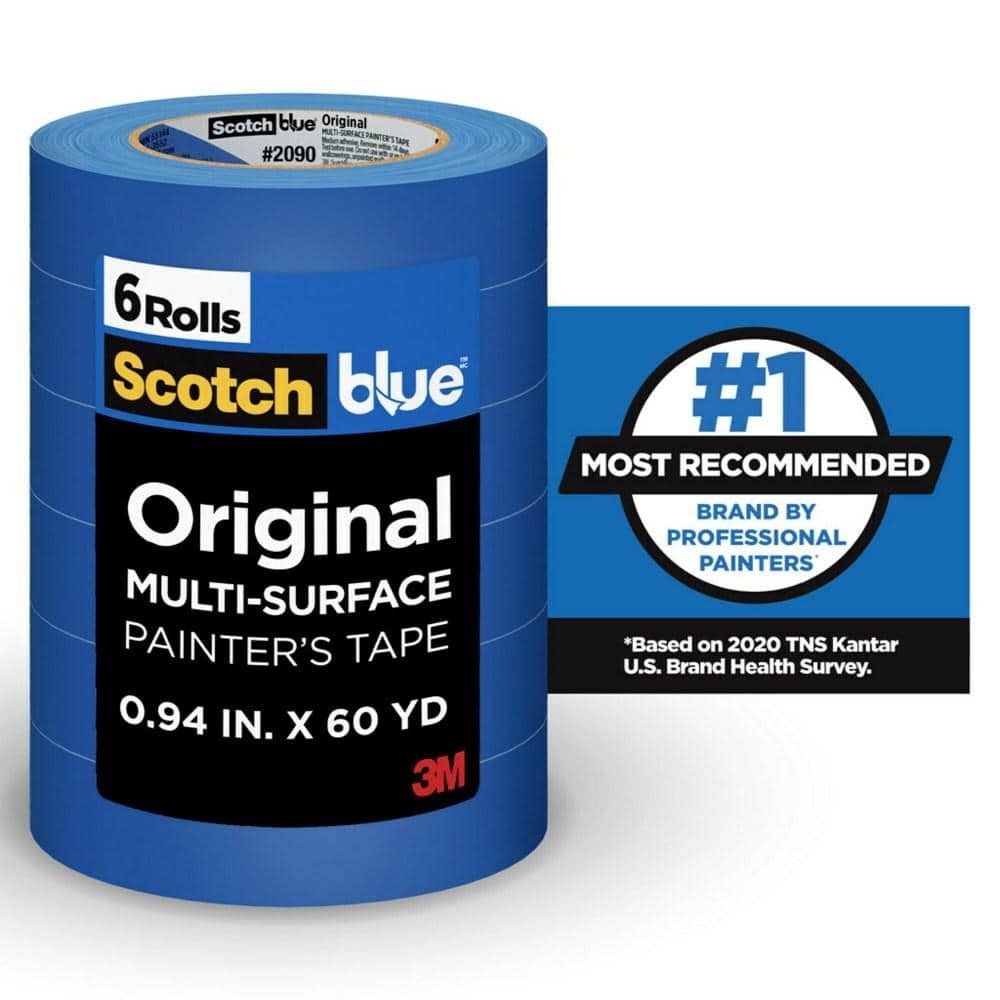 924978-1 Scotch-Blue Paper Masking Tape, Rubber Tape Adhesive, 9.80 mil  Thick, 1-27/64 X 45 yd., Blue, 1 EA