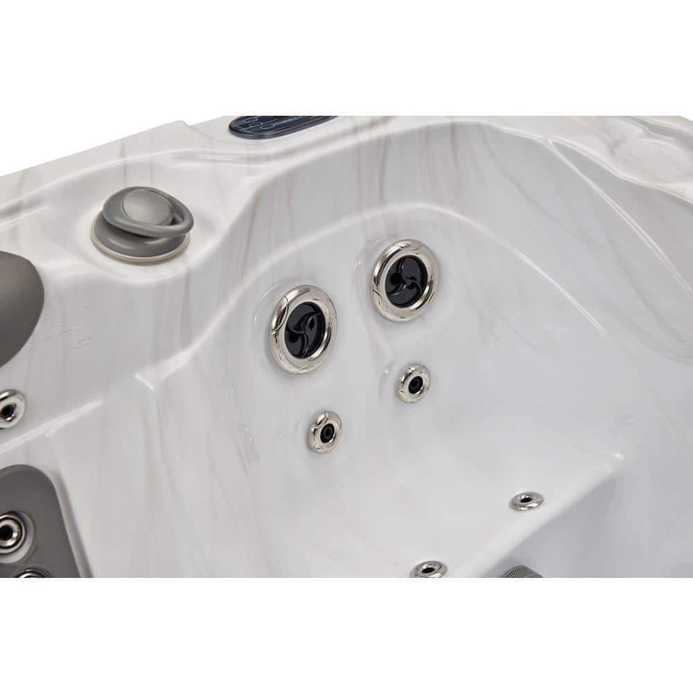 Gray Acrylic 3-Person Rectangular Hot Tub with LED Lighting