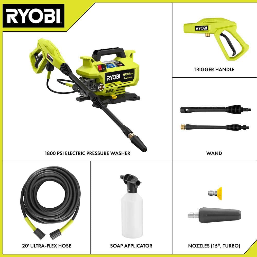 RYOBI 1800 PSI 1.2 GPM Cold Water Corded Electric Pressure Washer RY141803