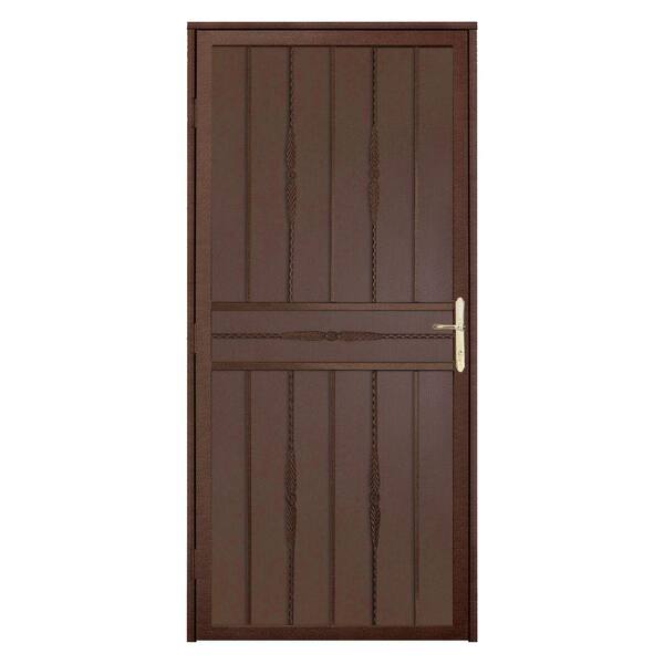 Unique Home Designs 36 in. x 80 in. Cottage Rose Copper Recessed Mount Steel Security Door with Perforated Metal Screen and Brass Hardware