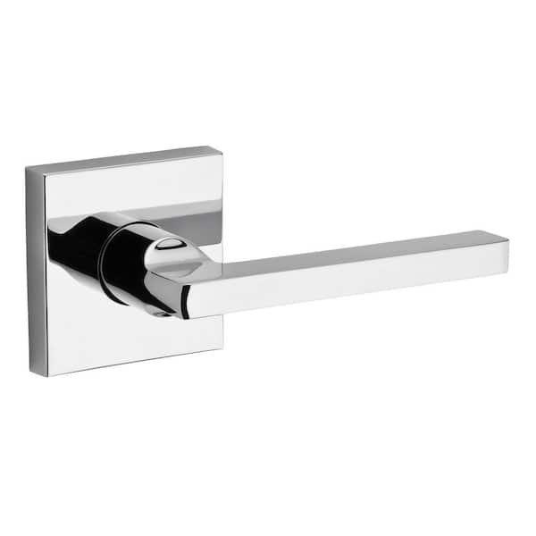 Baldwin Reserve Square Polished Chrome Right-Hand Privacy Bed/Bath Door Handle with Contemporary Square Rose