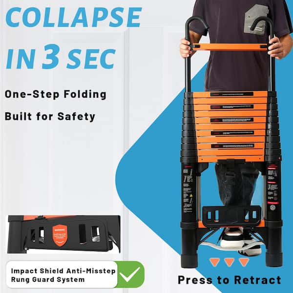 12.5 ft. Aluminum Adjustable Extension Ladder w/Hook and Non-Marring Feet, 330 lbs. Load Capacity Type IA Duty Rating