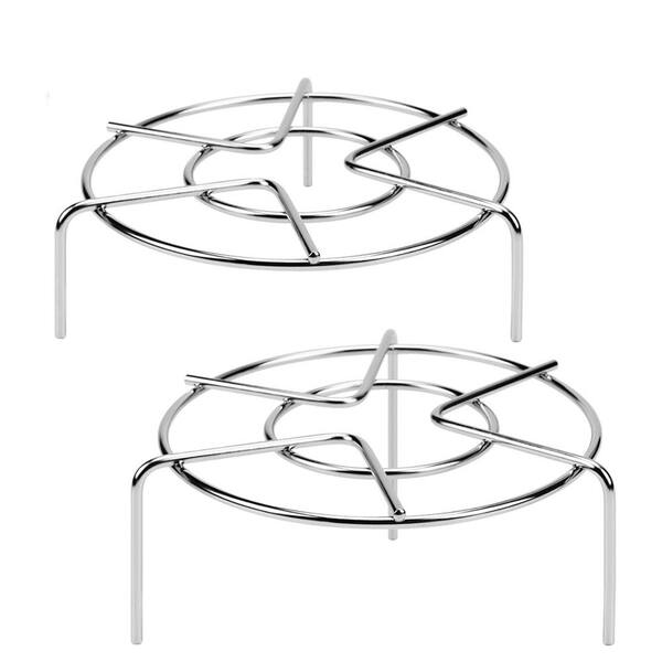 2-Piece Stainless Steel Tall Steam Rack Set with Triangle Design for Pressure Cooker Steaming Cooking
