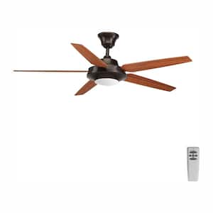 AirPro Signature Plus II 54 in. Indoor Integrated LED Bronze Modern Ceiling Fan with Remote for Living Room and Bedroom