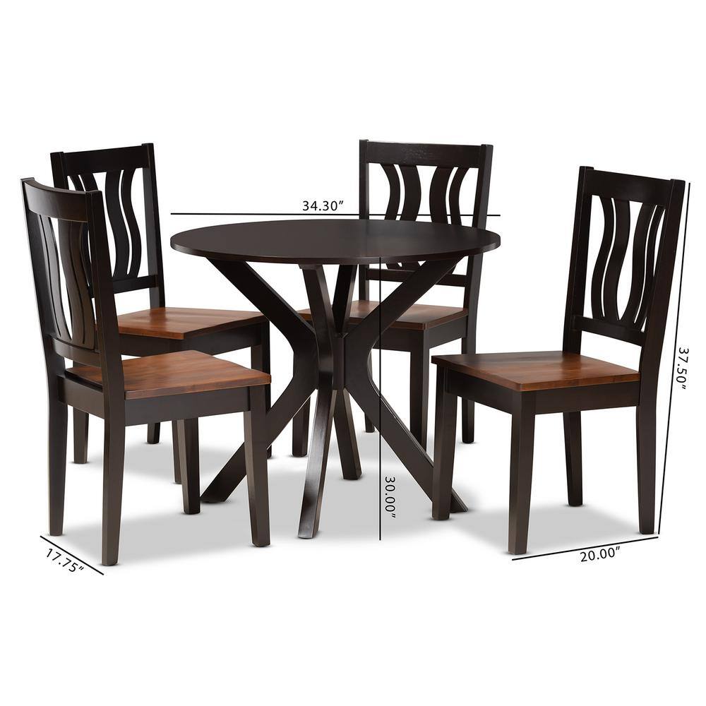 Mare Two-Tone Dark and Walnut Brown 5-Piece Dining Set