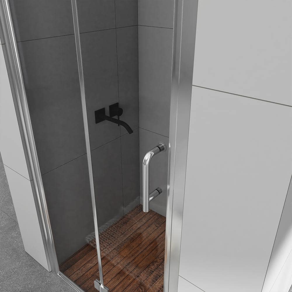 30" x 72" Chrome Semi-Frameless Bi-Fold Shower Door with Clear Glass