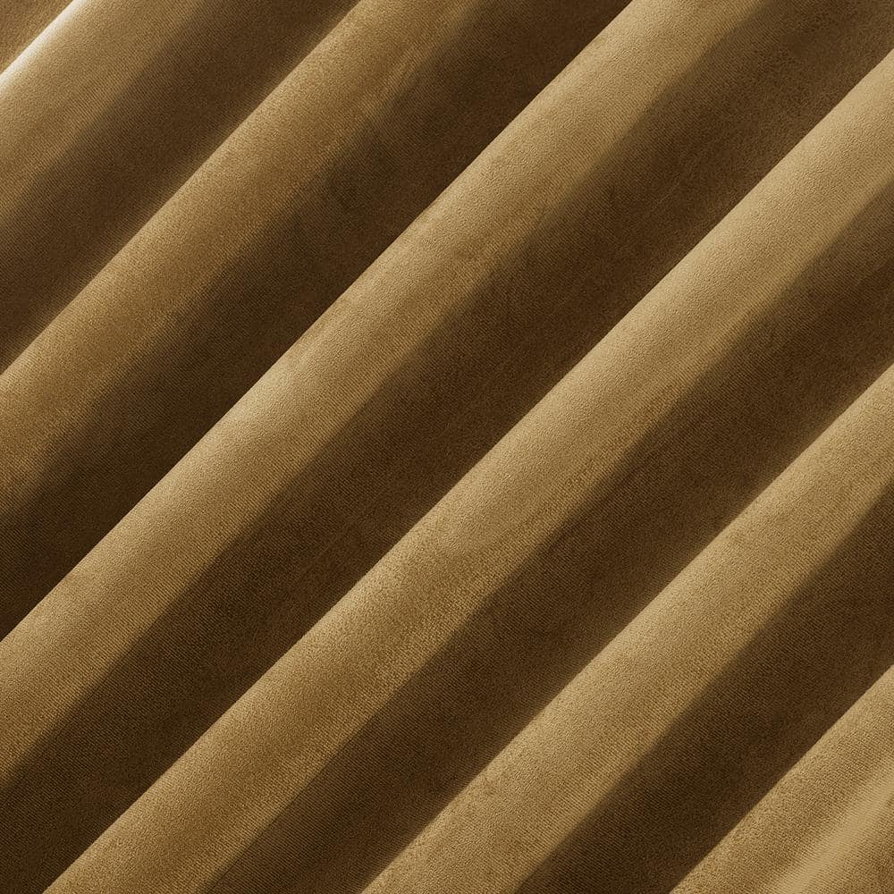 Gold Velvet Thermal Blackout Back Tab Curtain Panel, 50" x 84"