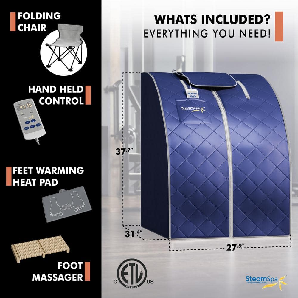 Blue Portable 1-Person Infrared Home Sauna with Digital Control